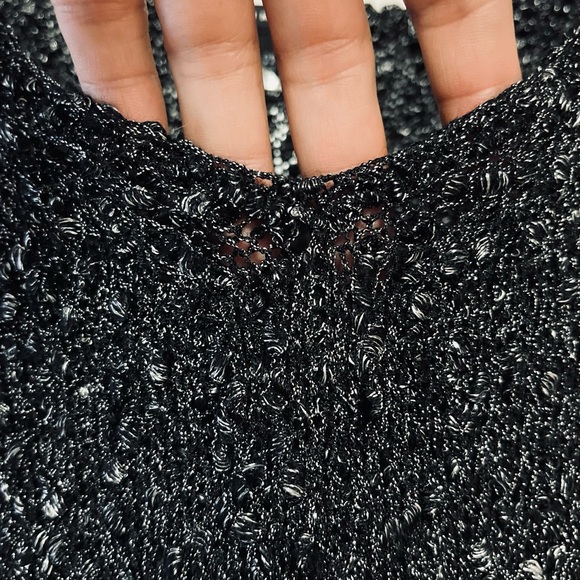 Club Monaco Boucle Sweater Womens SZ Large Wool Blend Long Sleeve VNeck Metallic - Picture 7 of 12